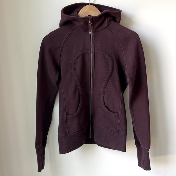 lululemon athletica Tops - lululemon Scuba Hoodie in Bordeaux Drama Thumbholes Fleece Interior Size 4
